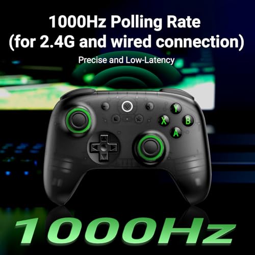 AKNES 8BitDo Ultimate 2C Wireless 2.4G Controller for Windows PC & Android | Gamepad with Hall Effect Joysticks and Hall Triggers, 1000Hz Polling Rate, Remappable L4/R4 Bumpers (Transparent Black) - color: Transparent Black