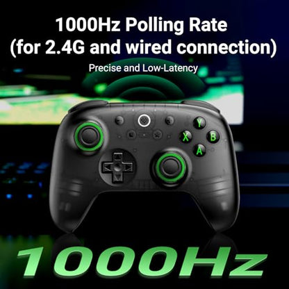 AKNES 8BitDo Ultimate 2C Wireless 2.4G Controller for Windows PC & Android | Gamepad with Hall Effect Joysticks and Hall Triggers, 1000Hz Polling Rate, Remappable L4/R4 Bumpers (Transparent Black) - color: Transparent Black
