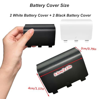 4 Pcs Battery Cover Replacement for Xbox One/One S/One X Controller[NOT for Xbox Series X/S],Battery Back Shell Covers Door Repair Part Compatible with Xbox One Controller(Black&White) - color: 2 Black + 2 White
