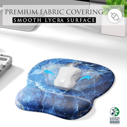 MROCO Ergonomic Mouse Pad with Gel Wrist Rest, 9.4 x 8.1 in, Ocean Marble | Ergonomic Shape Design, Multiple Pattern Options, Gel Wrist Comfort, Smooth Lycra Surface, Non-Slip PU Base - color: Ocean Marble