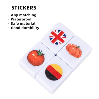 drizzle 65 Tiles Seaside Escape Blocks Game 30mm - Instruction Manual Panda Bag - National Flag & Vegetables Patterns - color: Flag + Vegetables, size: 65 Tiles
