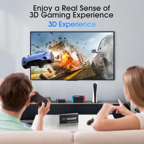 HDMI Splitter 4 in 1 Out, NerdEthos HDMI Switch with Remote LED Indicators, 4 Port Switcher Box Supports 4K@60Hz HDR10 HDCP 2.2 3D Dolby DST, for PS4 Xbox Fire Stick PC and More