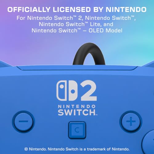 Turtle Beach Afterglow Wave Wired RGB Gaming Controller, Nintendo Switch 2 | Switch Lite, OLED, Hall-Effect Thumbsticks, 2 Mappable Back Buttons, Audio Controls, C-Button for GameChat, RGB Lights, Blue - color: Blue