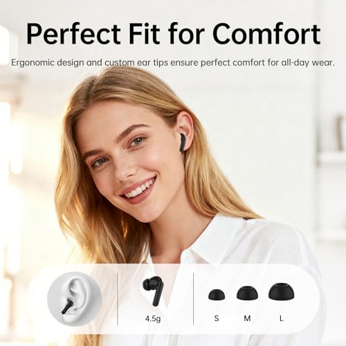 Adaptive Hybrid Active Noise Canceling 2026 Wireless Earbuds, 6 Mics ENC Clear Call Ear Buds, Hi-Res Audio Deep Bass Bluetooth 5.4 Headphones, 40H Playtime, Wireless Charging, LED, USB-C, Black - color: Deep Black