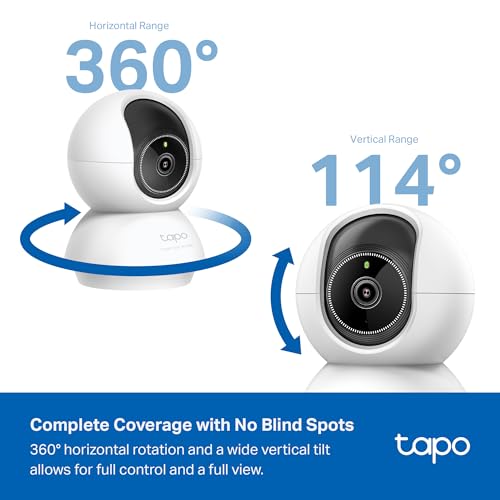 Tapo 3K 5MP Indoor Security Camera for Baby Monitor, Pet Camera w/Smart Motion Tracking, 360° Pan/Tilt, IR Night Vision for Home Security, Works w/Alexa & Google, RoomCam 3K 360° - style: 3K 5MP