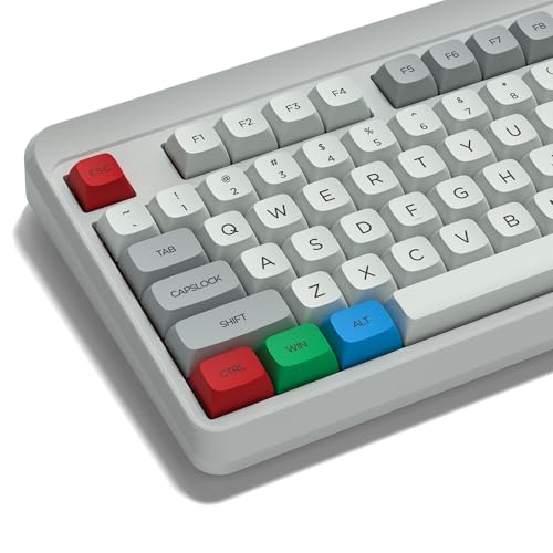 dagaladoo Keyboard keycaps Set,PBT keycaps 60% 65% 75% 100%,dye-Sublimation XDA Profile Custom Key caps for Cherry-mx Full Size Retro Mechanical Keyboard (Retro Grey/Red/Green),only keycaps - color: Retro Light Grey