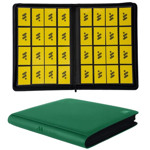 Premium 16 Pocket Trading Card Binder,Holds 1024 Standard-Size Card | for Game Cards/Sports Cards/TCG,16 Double Sided Pages,Water-Resistant Cover,Zipper Side Loading - color: Green