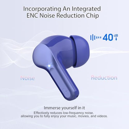 Wireless Earbuds, Bluetooth 5.4 Headphones HiFi Stereo, Bluetooth Earbuds with ENC Noise Cancelling Mic, IP7 Waterproof in Ear Earphones, 48H, LED Display Ear buds for Pad Workout Sports, Blue - color: Blue