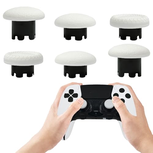 6 Pack Interchangeable Thumbstick Caps for PS5 DualSense Edge Controller,Swappable Thumbsticks Replacement for PS5 Edge Controller,Replacement Joysticks for PS5 Edge Controller(White) - color: white
