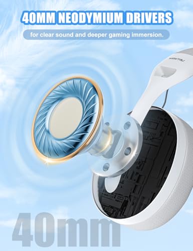 WIRWTRU S30 Gaming Headset with Microphone,198g Lightweight Design, Gaming Headphones for Xbox, Xbox Series X|S, PS5, PS4,Switch, PC, Noise Cancelling Mic, Soft Earmuffs,3.5MM Wired (White)