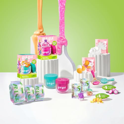 GUI GUI Fruity Glow Slime Kit, Crunch & Gloss Scented Slimes | Includes Gua Sha, Beauty Scoop, charms, booster, and collectible figurine in a slime kit for girls - style: Crunch & Gloss