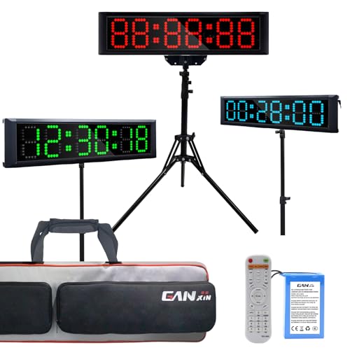 Large LED Display Digital Race Timer Clock with Tripod,Battery,Remote Control,Function-Countdown/Up/Time Clock,for Sports Events, Races, Meetings, Presentations (Non-Waterproof +RGB) - style: non-waterproof +rgb