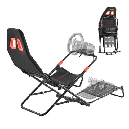 VEVOR Portable Racing Wheel Stand, Foldable & Adjustable Steering Sim Wheel Stand, 18.5 in Seat Inner Width, Compatible with Logitech G923/G920/G29, Thrustmaster T248P, Fanatec, Hori, Mad Catz, Black - size: Portable Cockpit