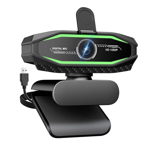 1080P HD Webcam, USB Plug & Play Computer Camera, Auto Low-Light Streaming Camera, RGB Status Light Web cam, Noise-Canceling Microphone Webcam - for Video on Laptop & Desktop