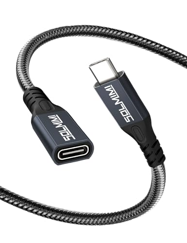 USB C Extension Cable 0.5FT, USB C Male to Female Extender 20Gbps 100W | 4K@60Hz Video, Nylon Braided, Aluminum Alloy Shell, Reinforced joint, USB-C Extender for Laptop, Tablet, SSD, Monitor - size: 0.5FT