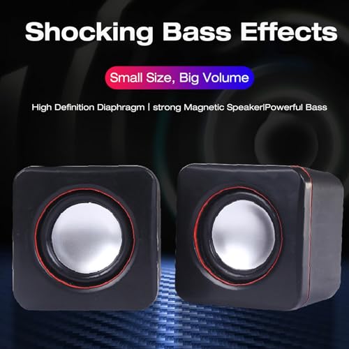 Computer Speakers USB Speaker Stereo 3.5mm Jack Wired Multimedia Speaker Computer Speaker for PC Monitor Desktop Laptop PC Computer Gaming Smartphones Tablets Projectors TVs(Dual Track)
