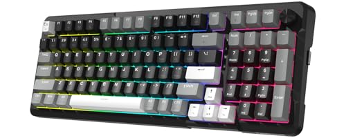 Redragon K742 Wireless Mechanical Gaming Keyboard with Knob for PC Computer | Bluetooth 5.0/2.4GHz/USB C Wireless Creamy Keyboard with Number Pad, RGB Backlits, Hot-Swappable with Linear Switches (Black) - color: Black