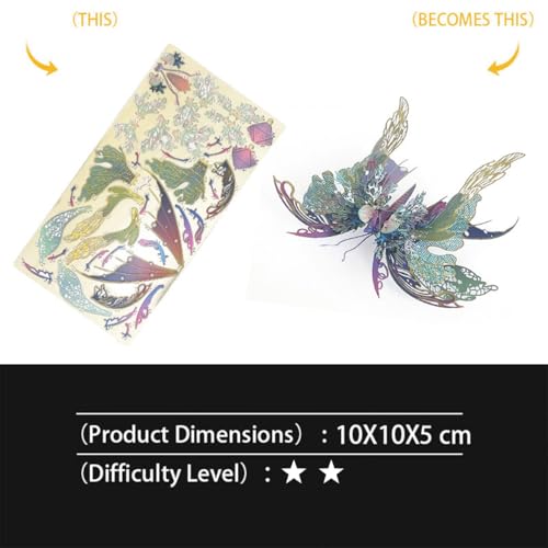 Butterfly 3D Metal Puzzle for Adults, Mechanical Butterfly Metal Model Building Kit, 50+PCS Steampunk Bionic QianYuDie Jigsaw Puzzles Animal, DIY Craft Kit Toy Gift -KIT - style: 50PCS+, KIT Version, Edition 2