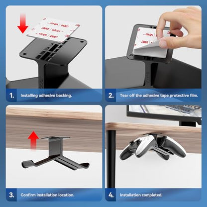 Controller Holder,Headphone Stand Headset and Controller Stand Under Desk Controller Holder with Strong Double Sided Tape Universal Design for Xbox ONE, PS5, PS4, PC