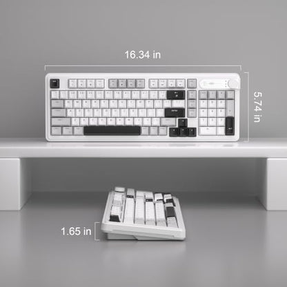 MageGee 96% Gaming Keyboard, RGB Backlit Wired Mechanical Feel Keyboard with Volume Knob, Full Size USB Keyboard with Number Pad, 19-Key Rollover, Multimedia Keys for PC Computer Laptop Windows - color: Greywhite