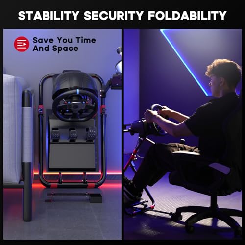 DIWANGUS Racing Wheel Stand with SeatLink Part Foldable Steering Wheel Car Simulator Adjustable Sim Racing for Logitech G29 G920 G923 G27 G25 for T248X T248 T300RS T150 458 TX PS4 PS5 Accessories