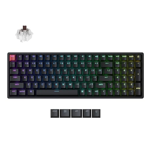Keychron K4 96% Layout QMK Wireless and Wired Mechanical Keyboard Super Brown Switch, RGB Backlight Aluminum Frame with Shine-Through Double-Shot PBT Keycaps for Mac Windows-Version 3 - color: Keychron Super Brown Switch, size: Version 3