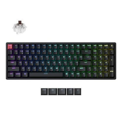 Keychron K4 96% Layout QMK Wireless and Wired Mechanical Keyboard Super Brown Switch, RGB Backlight Aluminum Frame with Shine-Through Double-Shot PBT Keycaps for Mac Windows-Version 3 - color: Keychron Super Brown Switch, size: Version 3