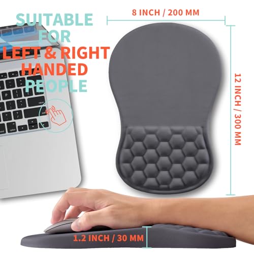 Ergonomic Mouse Pad Wrist Support with Memory Foam Massage Bulge, Carpal Tunnel Pain Relief Mousepad Wrist Rest for Mouse(12x8 inch, Dark Grey) - color: Kg018-dark Grey