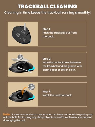Ergonomic Wireless Trackball Mouse, Rechargeable Adjustable 0°/18° Angle | SABLUTE MAM1 Pro Thumb Control Mice, Quiet Click, 3 Multi-Device Bluetooth & USB Receiver for Office, Windows Mac-Gray Ball - color: Gray ball