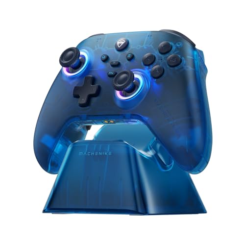 Machenike G3V2 Bluetooth Controller for Pc/Switch/Ios/Android, Hall Effect Joysticks, RGB Lighting Gaming Controller,2 Programmable Buttons,1000mah Battery With Charging Station, Blue - color: Blue PE UG