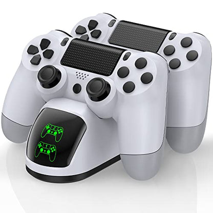 PS4 Controller Charger Dock Station with Charging Cable,1.8Hour Fast-Charging PS4 Controllers Charging Station for PlayStation 4 Dualshock 4 Charger - color: White-Green