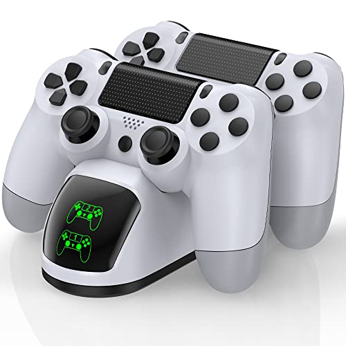 PS4 Controller Charger Dock Station with Charging Cable,1.8Hour Fast-Charging PS4 Controllers Charging Station for PlayStation 4 Dualshock 4 Charger - color: White-Green