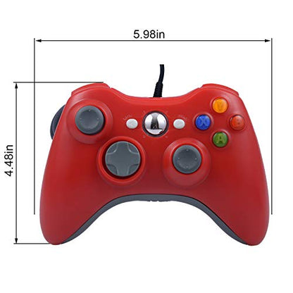ONE250 USB Wired Game Pad Controller, Compatible with Xbox 360, Xbox 360 Slim, Windows PC - Replacement USB Wired Gamepad (Red) - color: Red