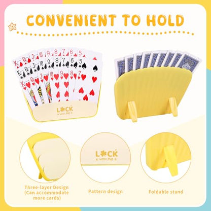 Prudiut 2 PCS Card Holders for Playing Cards, Playing Card Game Holders Tabletop Stand Cards Holder for Adults Seniors Poker Cards Game Accessory