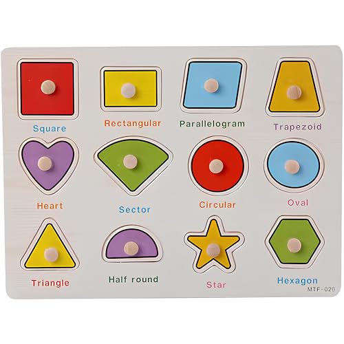 Shapes Puzzle Wooden for Toddlers 3+ Years Old - Montessori Educational Shape Toy with Sorting Board & Colorful Blocks - Preschool Learning Toy for Boys & Girls - Color & Shape Recognition - style: Shapes
