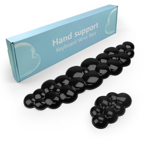 Gel Cloud Keyboard and Mouse Wrist Rest, Cute Wrist Support and Arm Support Keyboard Rest for Keyboard and Mouse Typing Pain Relief，Suitable for Office/Computer/Laptop/Gaming (Transparent Black) - color: Cloud Transparent Black Set