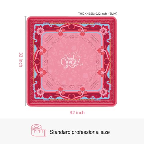 KUNTE Mahjong Mat, Red, 32"x32" | Non-Slip, Quiet, Waterproof, Foldable, For American Mahjong - color: Red