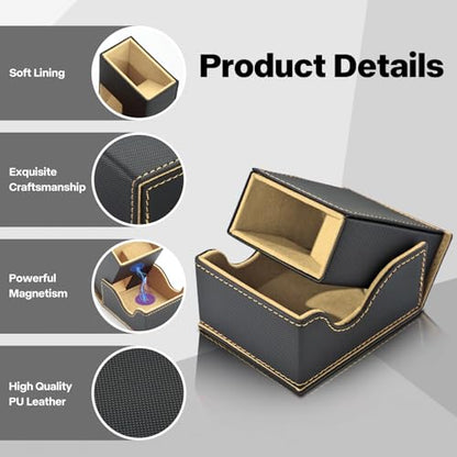 Dice Roller Tower, Premium DND Magnetic Dice Tray, Foldable PU Leather Dice Tower RPG Gifts for Dungeons and Dragons MTG Dm & Player Black/Brown - color: Black/Brown