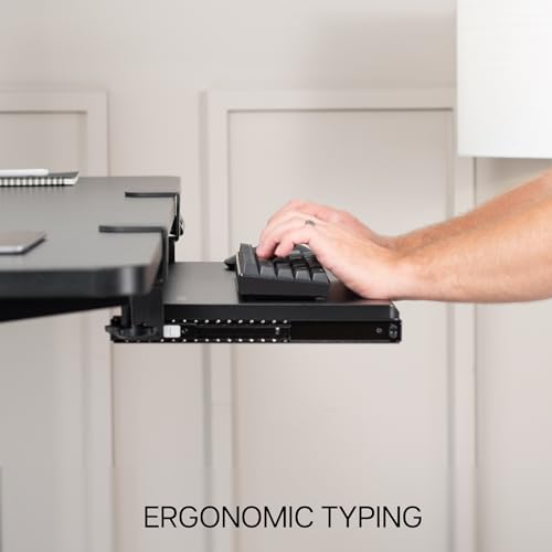 VIVO Small Keyboard Tray, Under Desk Pull Out with Extra Sturdy C Clamp Mount System, 20 Inches (26 Inches Including The Clamps) x 11 Inches Slide-Out Platform Computer Drawer for Typing, Black, | Keyboard Tray for Typing, Slide Out Platform, Extra Sturdy