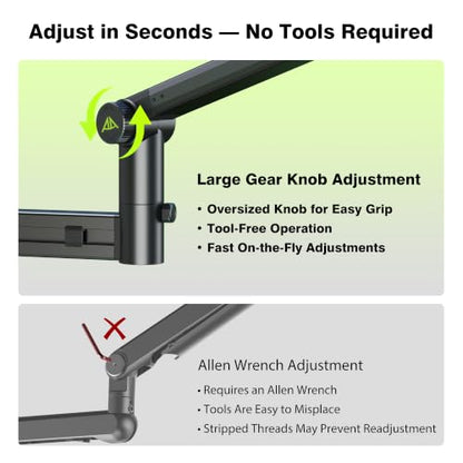 AA AUDIO ACCESSORY Mic Arm Desk Mount (Design for Heavy Mic) 6.6lbs Load Capacity, Stable Gear Lock Never Sags, Metal Low Profile Microphone Boom Stand for Shure SM7B SM7dB MV7, Blue Yeti, Rode PodMic - color: Black