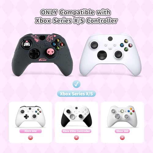 Kuitmor Controller Cover Skin for Xbox Series X/S,Soft Silicone Anti-Slip Protective Cover Skin Case Compatible with Xbox Controller with 2 Thumb Grip Caps and 1 Sticker (Black Kuromi) - color: Black Kuromi