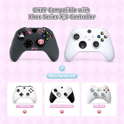 Kuitmor Controller Cover Skin for Xbox Series X/S,Soft Silicone Anti-Slip Protective Cover Skin Case Compatible with Xbox Controller with 2 Thumb Grip Caps and 1 Sticker (Black Kuromi) - color: Black Kuromi