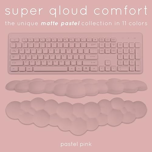 Pink Cloud Keyboard Wrist Rest – Create-ables Qloud Pink Wrist Rest for Computer Keyboard and Mouse, Ergonomic Memory Foam Wrist Pad with Non-Slip Base, Includes Cloud Mouse Pad - color: 06 Pastel Pink
