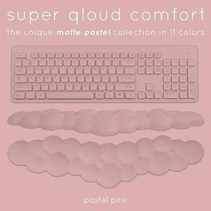 Pink Cloud Keyboard Wrist Rest – Create-ables Qloud Pink Wrist Rest for Computer Keyboard and Mouse, Ergonomic Memory Foam Wrist Pad with Non-Slip Base, Includes Cloud Mouse Pad - color: 06 Pastel Pink