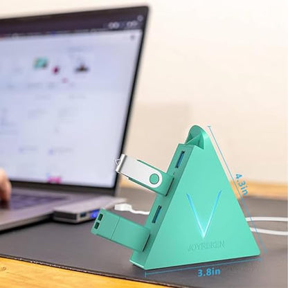 USB 3.0 Hub,4 Port USB Hub Tower,2ft Cable USB Splitter for PC, Xbox One, PS4, PS5, iMac, Surface Pro, XPS, Laptop, Desktop, Flash Drive, Mobile HDD (Green) - color: Green-A