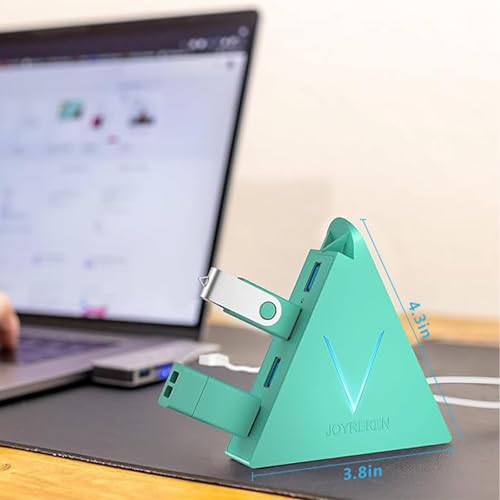USB 3.0 Hub,4 Port USB Hub Tower,2ft Cable USB Splitter for PC, Xbox One, PS4, PS5, iMac, Surface Pro, XPS, Laptop, Desktop, Flash Drive, Mobile HDD (Green) - color: Green-A