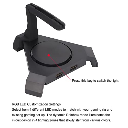 Pro Gaming Mouse Bungee Cable Holder, LED Gaming Mouse Bungee Cord Holder with 4-Port USB Hub Improved Accuracy for Competitive Games