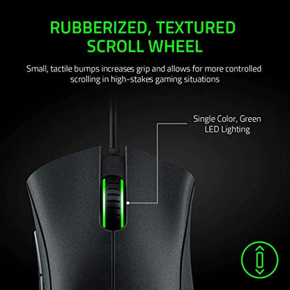 Razer DeathAdder Essential Ergonomic Wired Gaming Mouse, Black | 6400 DPI Optical Sensor, 5 Programmable Buttons, Rubber Side Grips, Mechanical Mouse Switches - color: Classic Black, size: Mouse