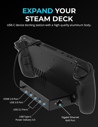 SABRENT Docking Station Compatible with Steam Deck, 7-in-1 Dock with M.2 SSD Slot, HDMI 2.0 4K@60Hz, Gigabit Ethernet, Dual USB-A 3.2 and Single USB 2.0 Ports with 90W USB-C Charging Port - size: Dock with M.2 Slot