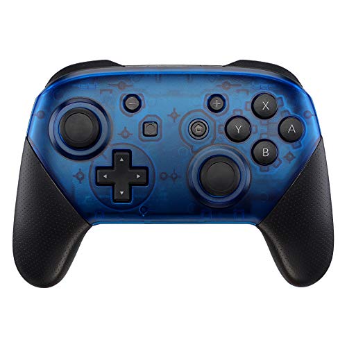 eXtremeRate Transparent Blue Faceplate and Backplate for Nintendo Switch Pro Controller, DIY Replacement Shell Housing Case for Nintendo Switch Pro - Controller NOT Included - color: Clear Blue